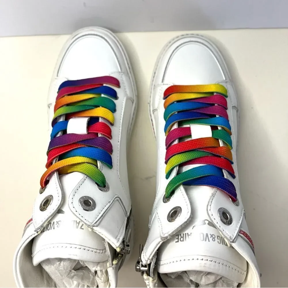 New Zadig &‎ Voltaire Womens High Flash Pride Lightning Bolt Sneakers $498